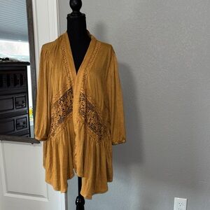 🫶🏼Mustard Yellow lace Open Front Cardigan size XL